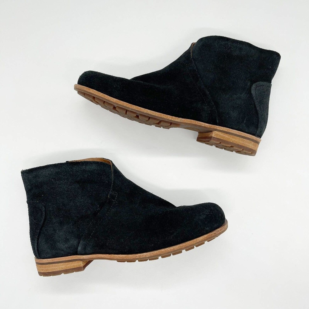 Kork-Ease Balsa Ankle Boots Suede Black Size 6 Leather Side Zip Bootie Leather
